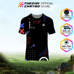 Áo Thun T-shirt Chạy Bộ Nam TGCB 100% Polyester, Thấm Hút Tốt, Nhanh Khô - Đen Họa Tiết